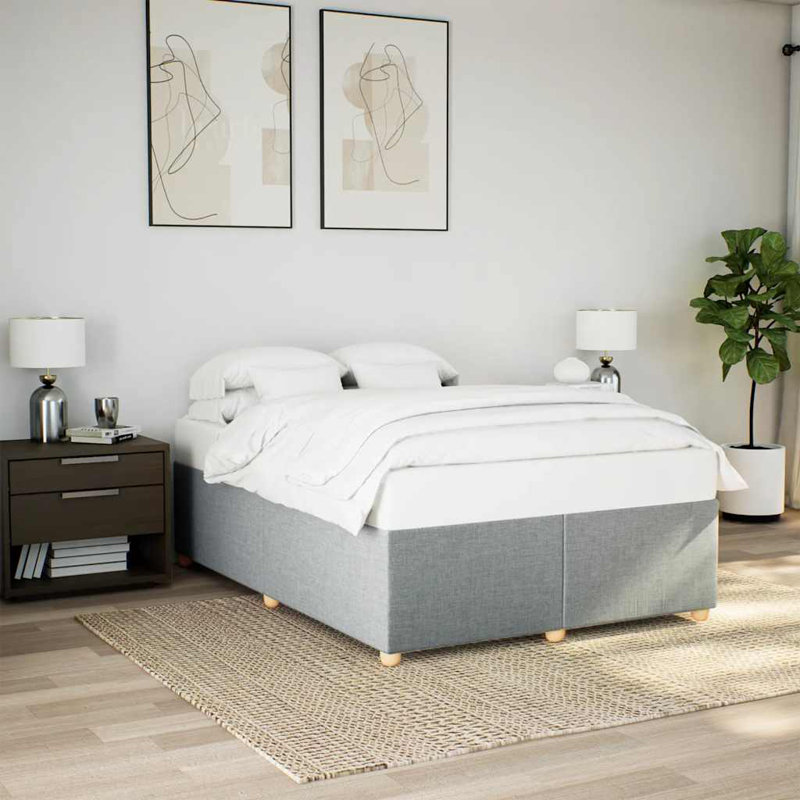 Structure de lit Ebern Designs sans matelas gris foncé TG, Gris clair, Très grand lit