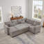 Canapé modulaire en chenille en L 97 po avec canapé-lit et repose-pieds de rangement 97 po - 7 sièges + 2 coussins (gris)-874197773