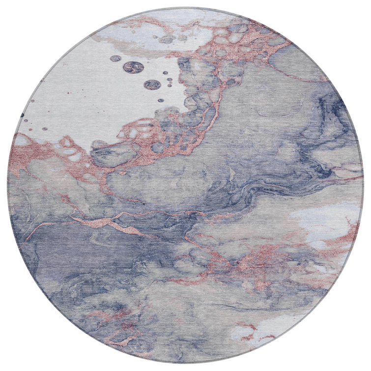 Machine Washable Indoor/Outdoor Xhevrie Blush Rug