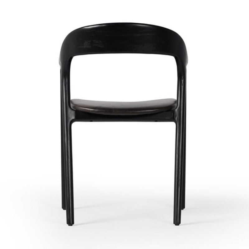 Amare Dining Armchair, Sonoma Black Genuine Leather, Black