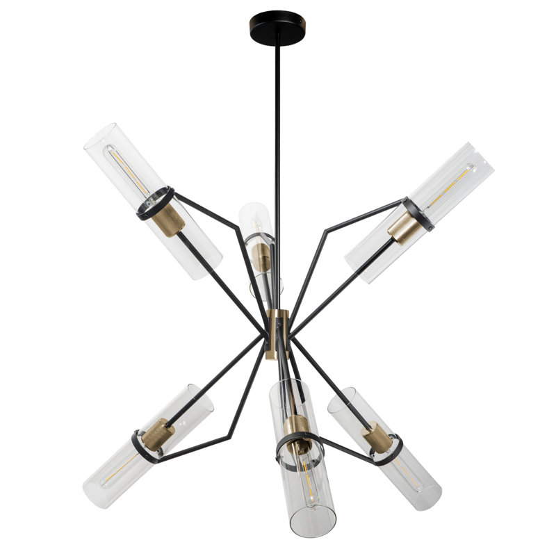 Eliana Mid-Century Modern Black and Brass Sputnik Chandelier