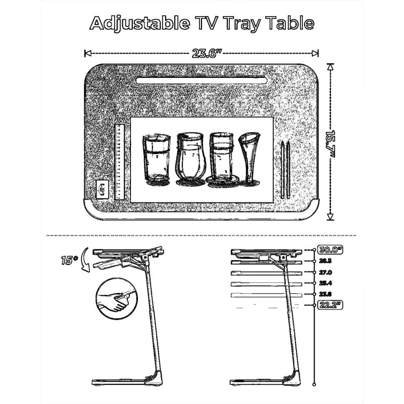 Table-plateau pliable avec réglage de la hauteur et de l'inclinaison, sans assemblage, petit bureau pliant pour manger, travailler, bricoler, robuste et stable