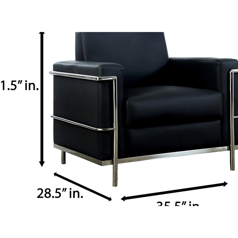 Chaise d'appoint contemporaine rembourrée en similicuir avec cadre, pour bureau, chambre à coucher moderne idéale pour club de 31,5 po de largeur, largeur de 35,5 po