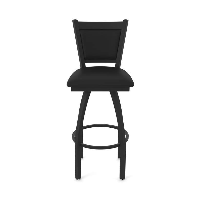 Tabouret pivotant Hadleigh, Noir froissé, Vinyle noir, Tabouret de bar (siège d’une hauteur de 30 po)