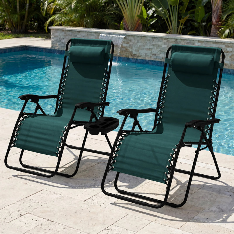 Set Of 2 Zero Gravity Patio Chair, Forest Green