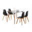 Tott and Eling 4 Person Dining set - a Rectangular Plastic Dining Table with Wooden Legs and a Set of 4 Quilted Velvet Dining Chairs for Dining Room - Modern Dining Table Set-1924694242-1924694244