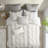 Cotton King/ King Duvet - Grey Stripes Decorated Bedding , With Star Pattern