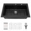 33'' L x 22‘’ W Quartz Drop-In Single Bowl Kitchen Sink with Sink Grid, Strainer and Roll-up Rack