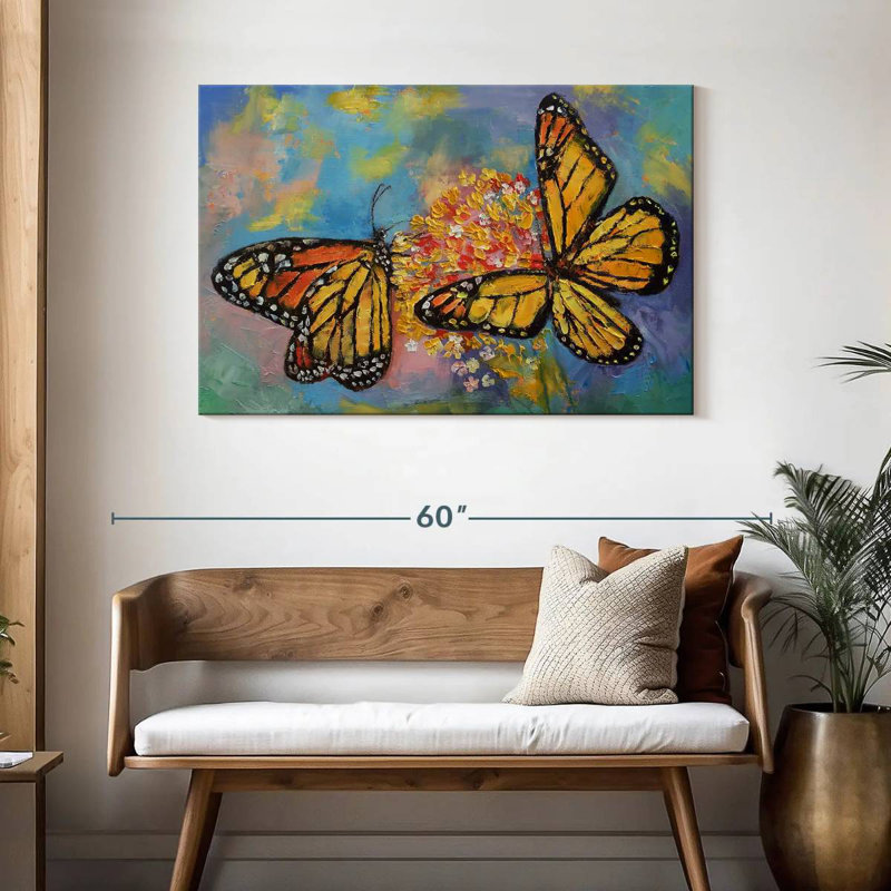 Couple de papillons monarques Brampt, H 30 po x l 45 po
