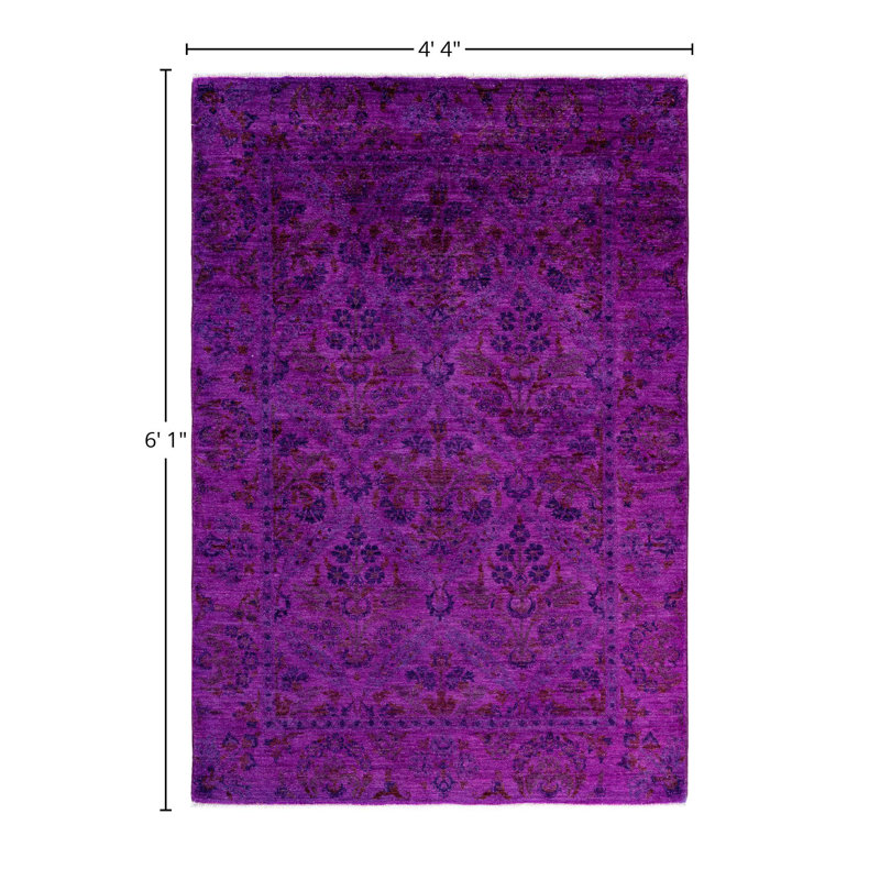 Overdyed One-of-a-Kind 4' 4" X 6' 1" Hand Knotted Area Rug