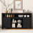 59.3'' Sideboard Buffet With Sliding Barn Door, Mesh Panels & Open Storage For Home & Office-1315571495