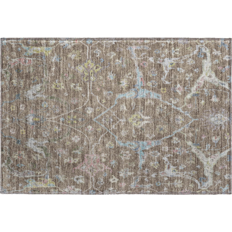 Premium Machine Washable Mayfield AMF2233 Global Rug, 1'8" x 2'6", Brown