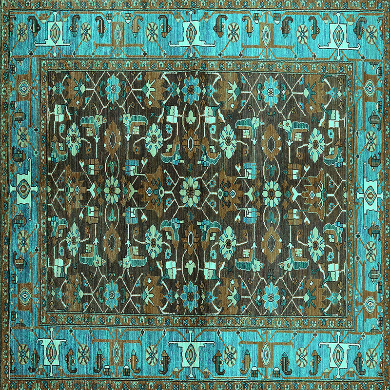 Tapis floral en laine / polyester tissé à la machine Floral, Carré 8 pi
