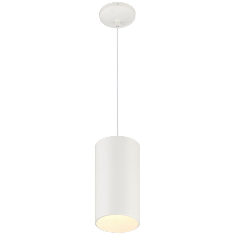 Luminaire suspendu cylindrique 1 lumière, Blanc mat