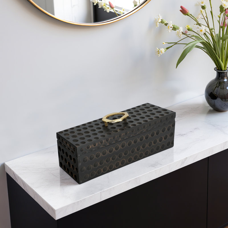18" Griffon White Wood Box, Black