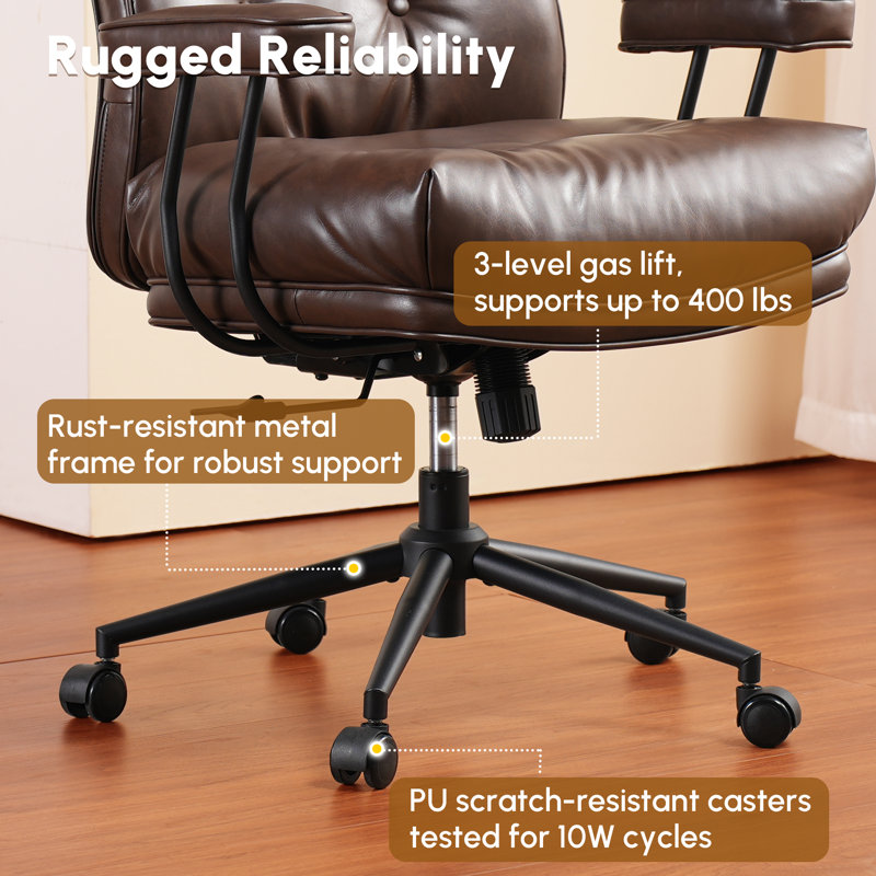 Schaffer Office Chair, Ergonomic Big And Tall Computer Desk Chairs, Executive Chair With Adjustable High Back, Lumbar Support Swivel Pc Chair With Rocking Function