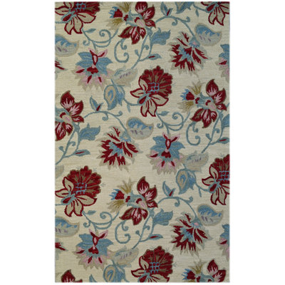 Rectangle 153 cm x 244 cm Floral Hand Woven Area Rug