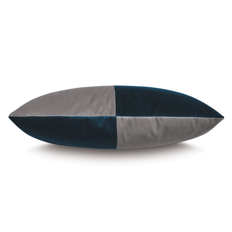 Studio 773 Lifestyle Velvet Colorblock Decorative Pillow Cover & Insert, Peacock/Gray
