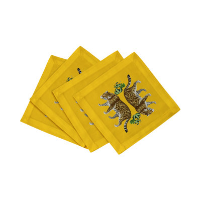 Leopard Seeing Double Cotton Sateen Cocktail Napkins