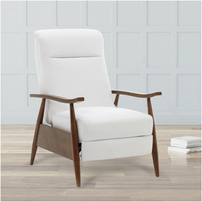 Sarasota Wood Arm Push Back Recliner - Milky
