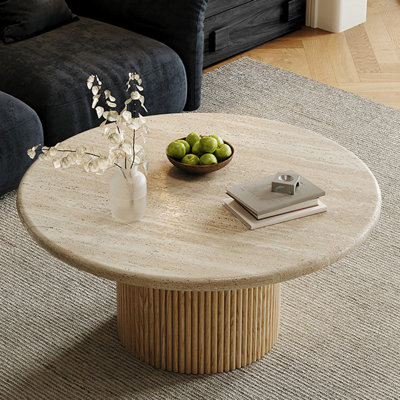 Table basse circulaire en pierre frittée