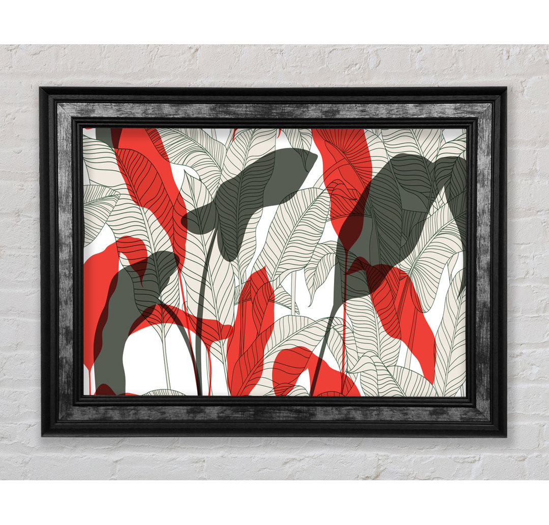 Leaves Of Red And Grey - Einzelne Bilderrahmen Kunstdrucke