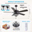 Ventilateur de plafond 52 po à 5 pales en cristal moderne avec lumières et télécommande