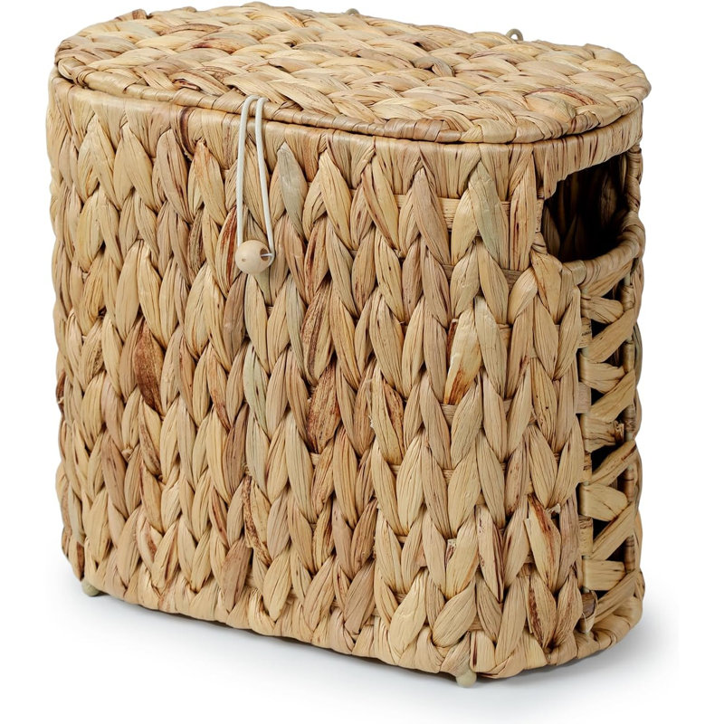  Rangement pour papier hygiénique Water Hyacinth avec couvercle pouvant contenir jusqu'à 4 méga rouleaux