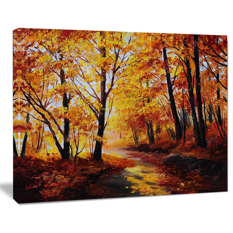 Forêt en automne - reproduction d'art sur toile tendue, H 30 po x l 40 po x P 1 po