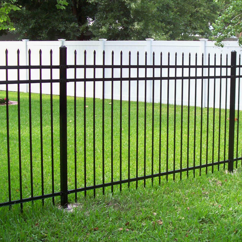 ALEKO 64-Foot Black Steel 8-Panel Straight Top Fence Kit