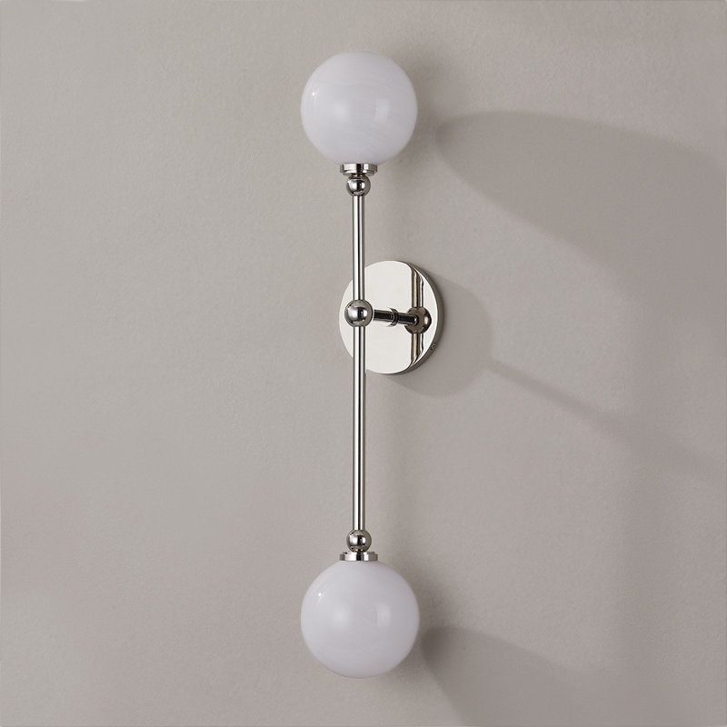 ANDREWS 2 LIGHT WALL SCONCE, Polished Nickel