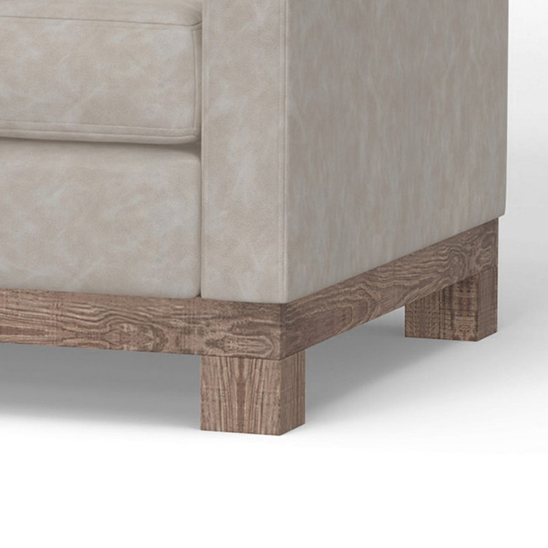 Canapé Sama, 91 po, 2 coussins décoratifs, bois de pin massif, tissu, Blanc