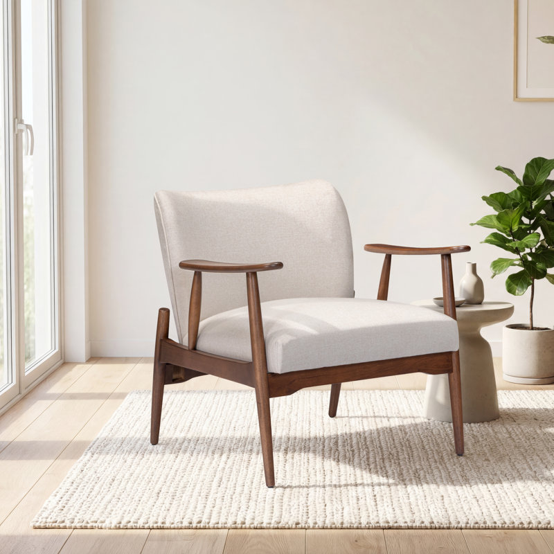 Elon Lounge Chair Gray Warm Beige, Cream, Dark Brown