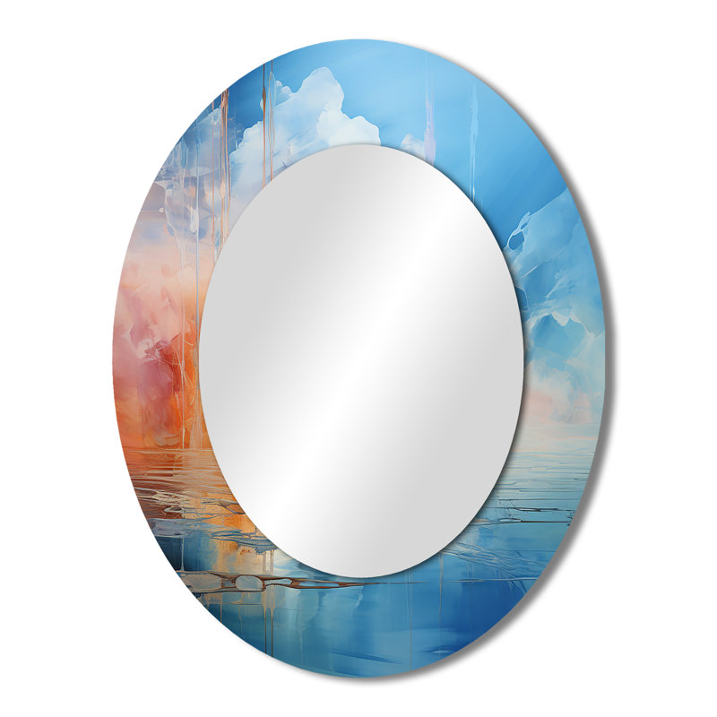Clouds Skys Canvas I - Miroir décoratif ovale sur métal, 43 po x 33 po