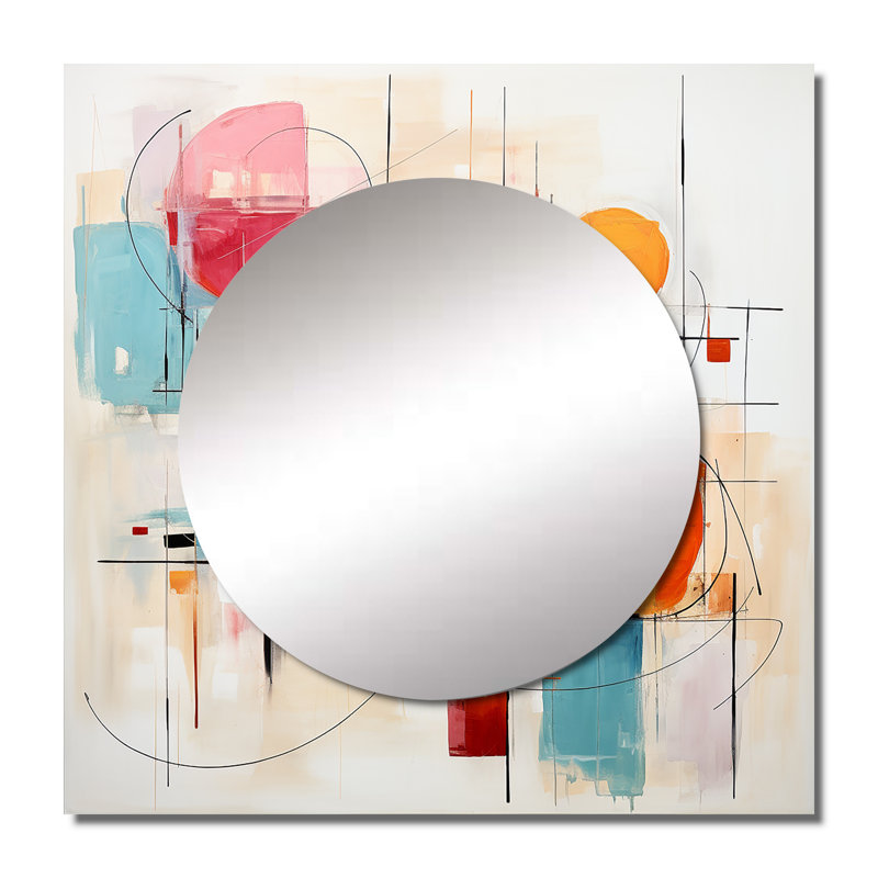 Ramzey - Miroir carré à collage abstrait, 36 po x 36 po