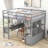 Loft Bed with Built-in Desk with Two Drawers, and Storage Shelves and Drawers-542712032