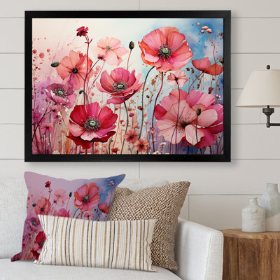 «Pink Crimson Flower Meadow Field VI», reproduction sur toile