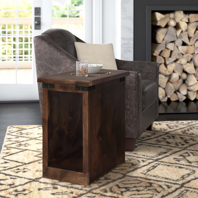 Hungerford 14" No Assembly Required Solid Wood Side Table, Aged Whiskey
