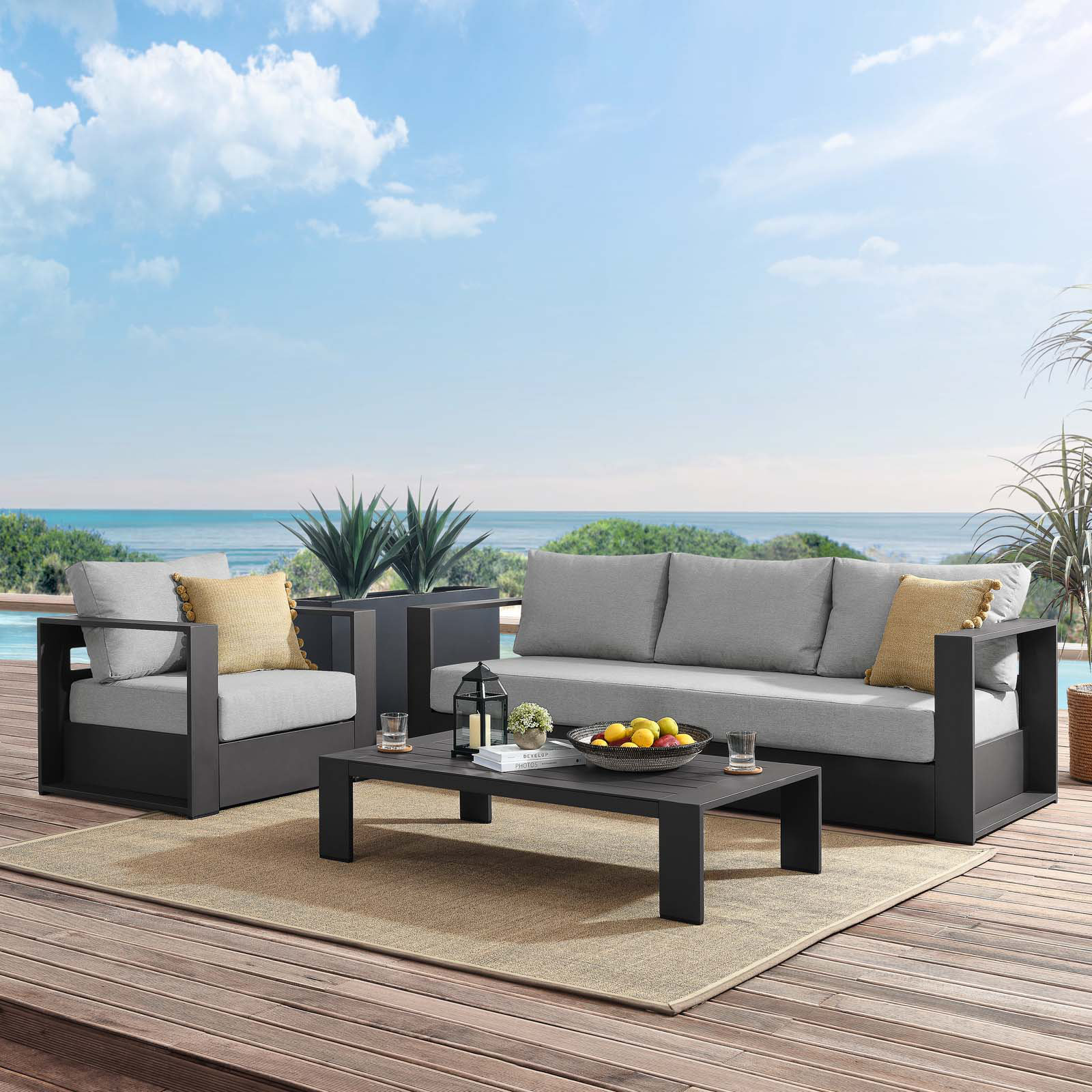 Modway Tahoe 3-Piece Outdoor Patio Aluminum Set | Wayfair