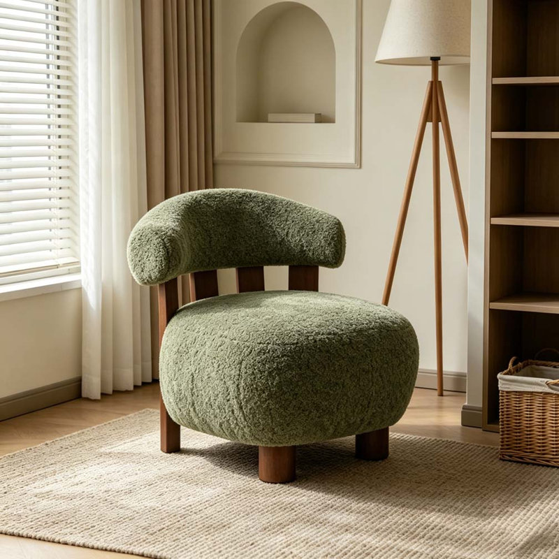 Fauteuil d'appoint Modern, Vert olive, noyer