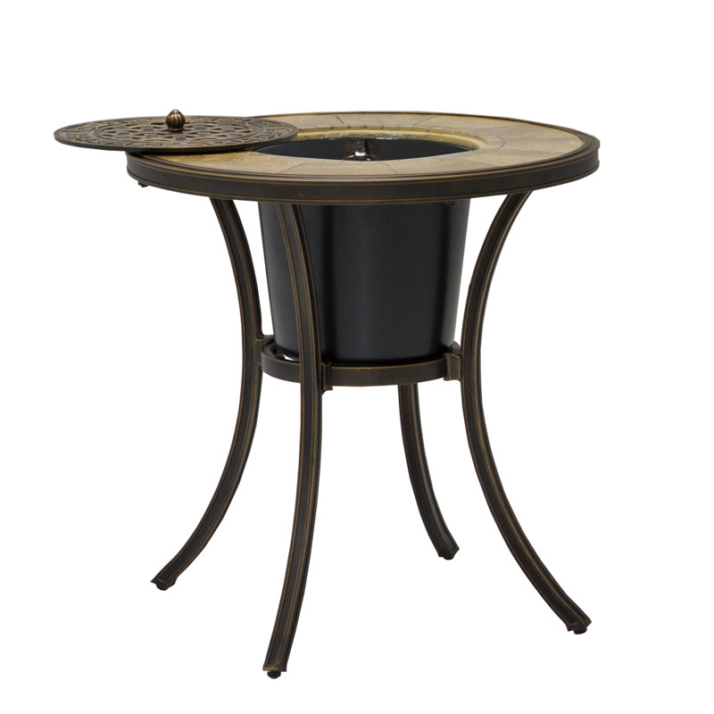 Round Metal Outdoor Dining Table , 28'' in. W 28'' in. D