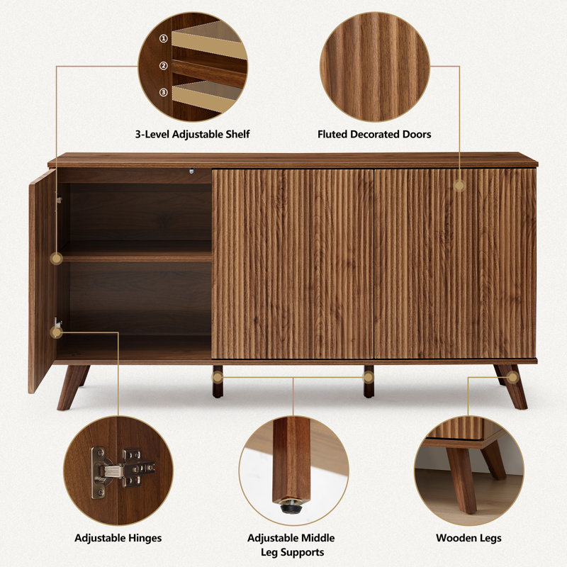 Lanier 30.32" Tall 3 - Door Accent Cabinet