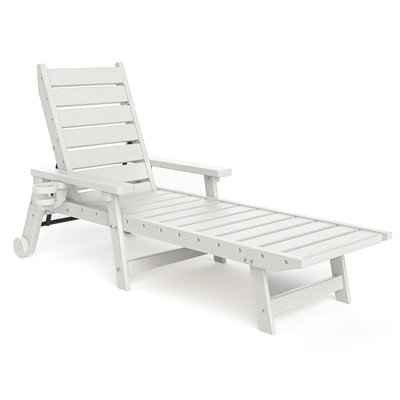 Burdge ZeaLuxe 1-Piece HDPE Patio Chaise Lounge with Wheels and Adjustable Backrest by Latitude Run