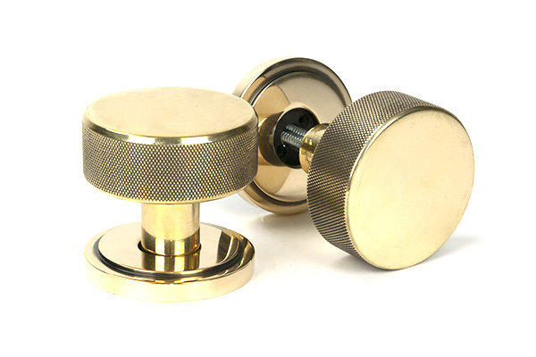 Brompton Interior Mortise Knobset, Aged Brass