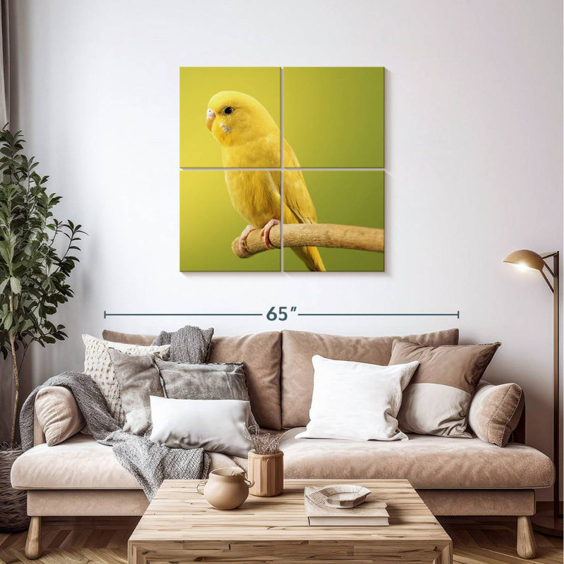 Brampt Perched Yellow Parakeet, 38" H x 38" W