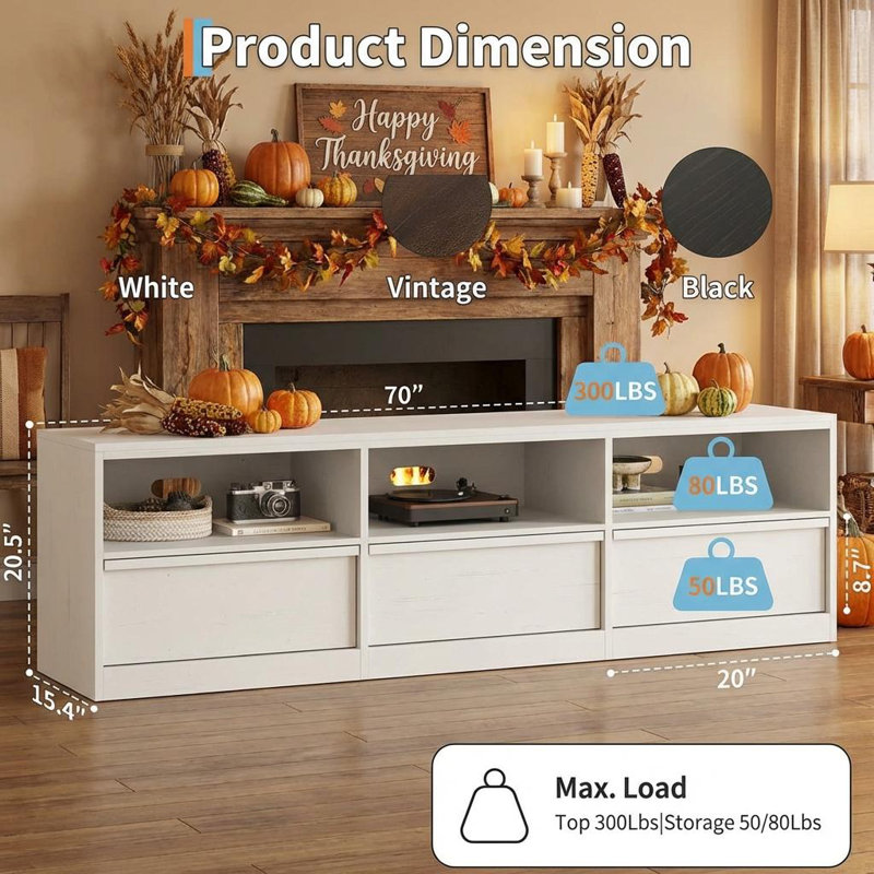 TV Stand for TVs up to 85", White