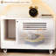 Bac à litière blanc moderne pour chat avec clôture latérale supérieure, table pour animal de compagnie et banc de rangement, grille facile à déplacer et à odeur avec convection d'air-1106847554
