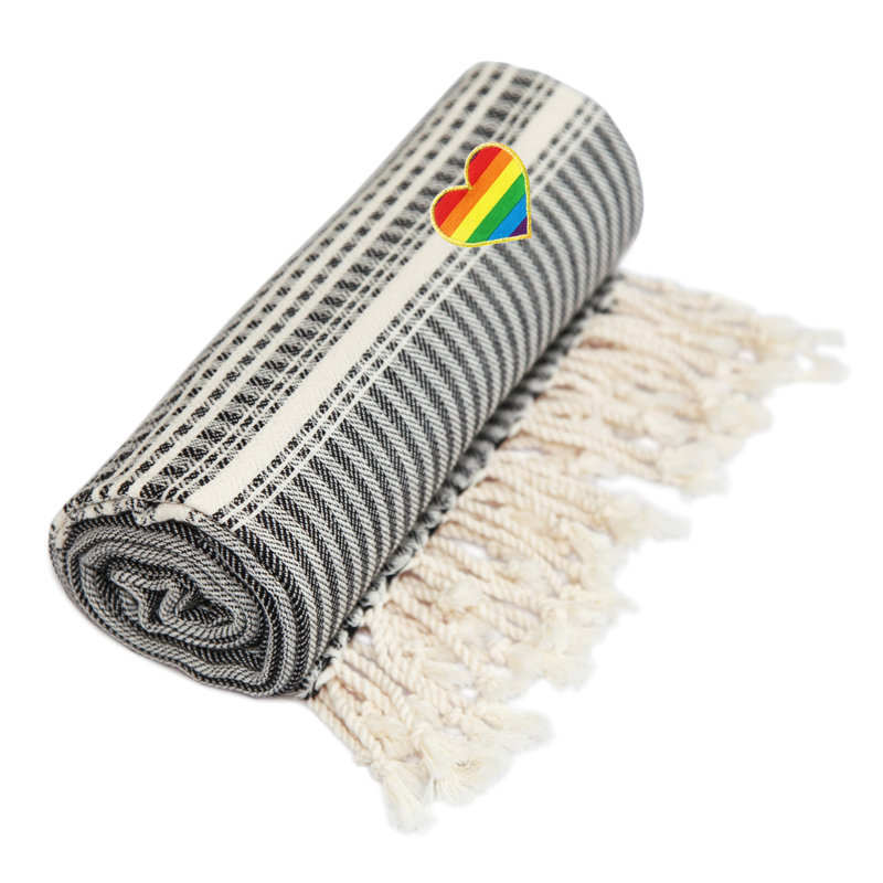  Serviette de plage turque en coton, Noir