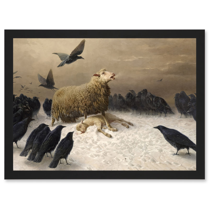 Schenck Anguish Sheep Ewe Crows Lamb Carrion by August Friedrich Schenck - Single Picture Frame Print