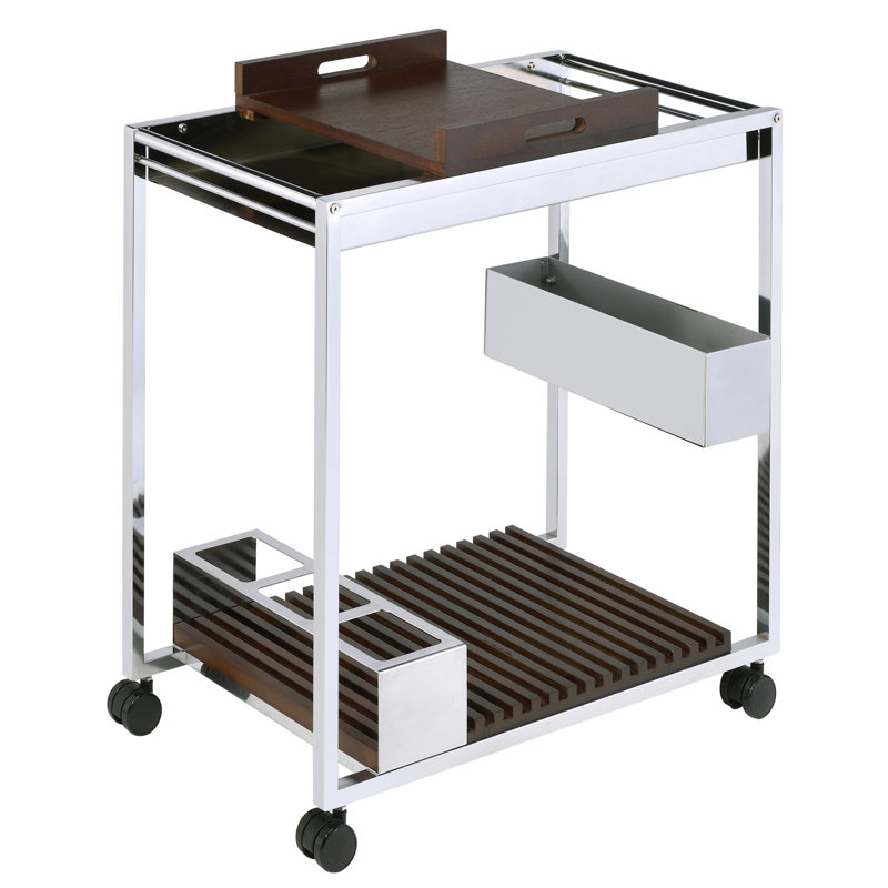 Serving Cart with Stemware Shelf